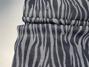 Fastvævet denim - flotte zebra striber i lys og mørk denimblå